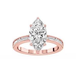 Rhianna Marquise Lab Grown Diamond Milgrain Channel Hidden Halo Engagement Ring