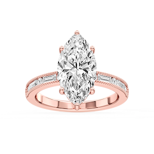 Rhianna Marquise Lab Grown Diamond Milgrain Channel Hidden Halo Engagement Ring