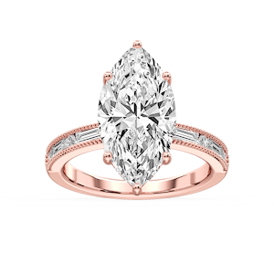 Rhianna Marquise Lab Grown Diamond Milgrain Channel Hidden Halo Engagement Ring