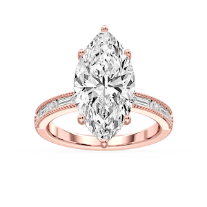 Rhianna Marquise Lab Grown Diamond Milgrain Channel Hidden Halo Engagement Ring