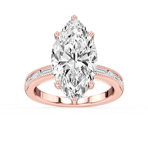 Rhianna Marquise Lab Grown Diamond Milgrain Channel Hidden Halo Engagement Ring