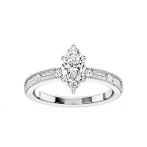 Rhianna Marquise Lab Grown Diamond Milgrain Channel Hidden Halo Engagement Ring