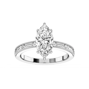 Rhianna Marquise Lab Grown Diamond Milgrain Channel Hidden Halo Engagement Ring