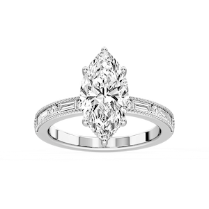 Rhianna Marquise Lab Grown Diamond Milgrain Channel Hidden Halo Engagement Ring