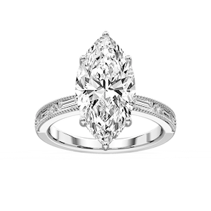 Rhianna Marquise Lab Grown Diamond Milgrain Channel Hidden Halo Engagement Ring