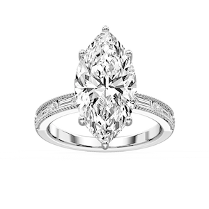 Rhianna Marquise Lab Grown Diamond Milgrain Channel Hidden Halo Engagement Ring
