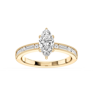 Rhianna Marquise Lab Grown Diamond Milgrain Channel Hidden Halo Engagement Ring