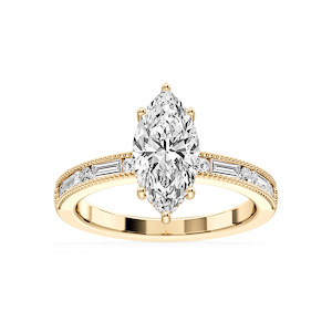 Rhianna Marquise Lab Grown Diamond Milgrain Channel Hidden Halo Engagement Ring