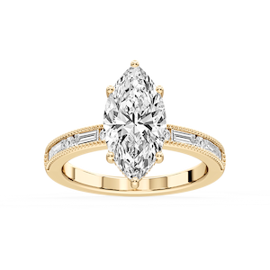 Rhianna Marquise Lab Grown Diamond Milgrain Channel Hidden Halo Engagement Ring