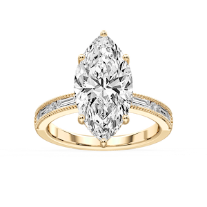 Rhianna Marquise Lab Grown Diamond Milgrain Channel Hidden Halo Engagement Ring