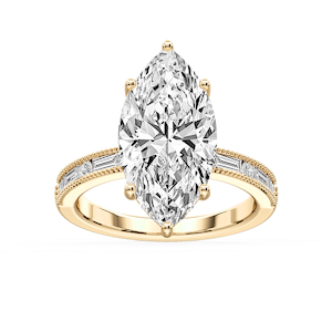 Rhianna Marquise Lab Grown Diamond Milgrain Channel Hidden Halo Engagement Ring