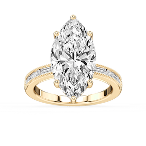 Rhianna Marquise Lab Grown Diamond Milgrain Channel Hidden Halo Engagement Ring