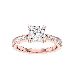 Rhianna Princess Lab Grown Diamond Milgrain Channel Hidden Halo Engagement Ring