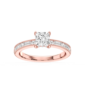 Rhianna Princess Lab Grown Diamond Milgrain Channel Hidden Halo Engagement Ring