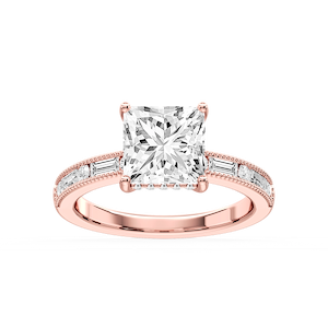 Rhianna Princess Lab Grown Diamond Milgrain Channel Hidden Halo Engagement Ring