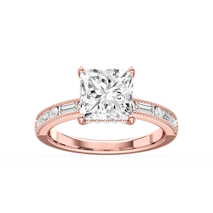 Rhianna Princess Lab Grown Diamond Milgrain Channel Hidden Halo Engagement Ring