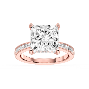 Rhianna Princess Lab Grown Diamond Milgrain Channel Hidden Halo Engagement Ring
