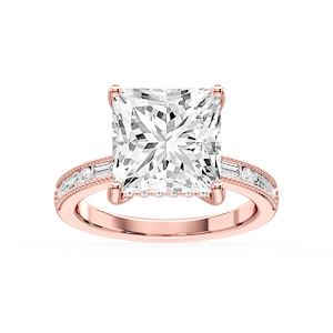 Rhianna Princess Lab Grown Diamond Milgrain Channel Hidden Halo Engagement Ring