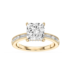 Rhianna Princess Lab Grown Diamond Milgrain Channel Hidden Halo Engagement Ring