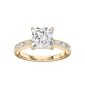 Rhianna Princess Lab Grown Diamond Milgrain Channel Hidden Halo Engagement Ring