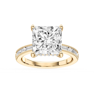 Rhianna Princess Lab Grown Diamond Milgrain Channel Hidden Halo Engagement Ring