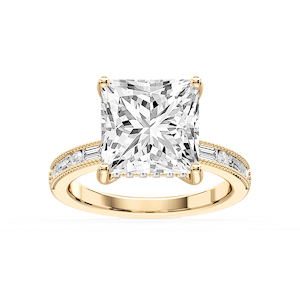 Rhianna Princess Lab Grown Diamond Milgrain Channel Hidden Halo Engagement Ring