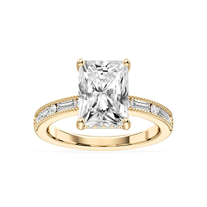 Rhianna Radiant Lab Grown Diamond Milgrain Channel Hidden Halo Engagement Ring