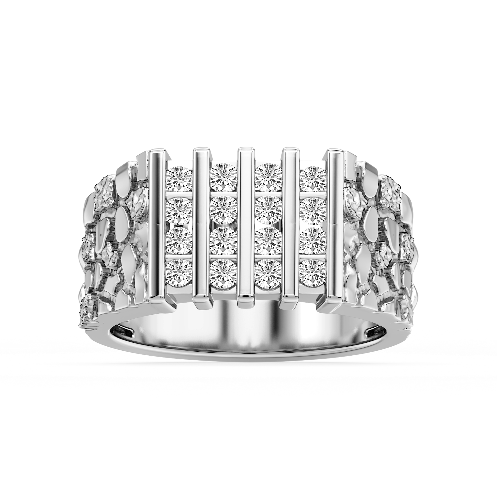 Roman Round Lab Grown Diamond 11mm Nugget Wedding Band