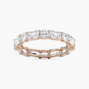 Amari Emerald and Round Lab Grown Diamond U Prong Set Eternity Band