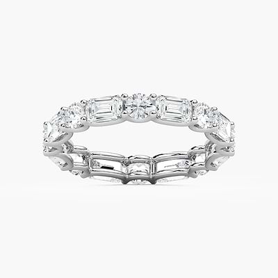 Amari Emerald and Round Lab Grown Diamond U Prong Set Eternity Band