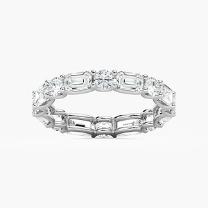 Amari Emerald and Round Lab Grown Diamond U Prong Set Eternity Band