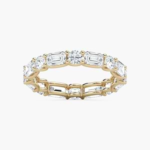 Amari Emerald and Round Lab Grown Diamond U Prong Set Eternity Band