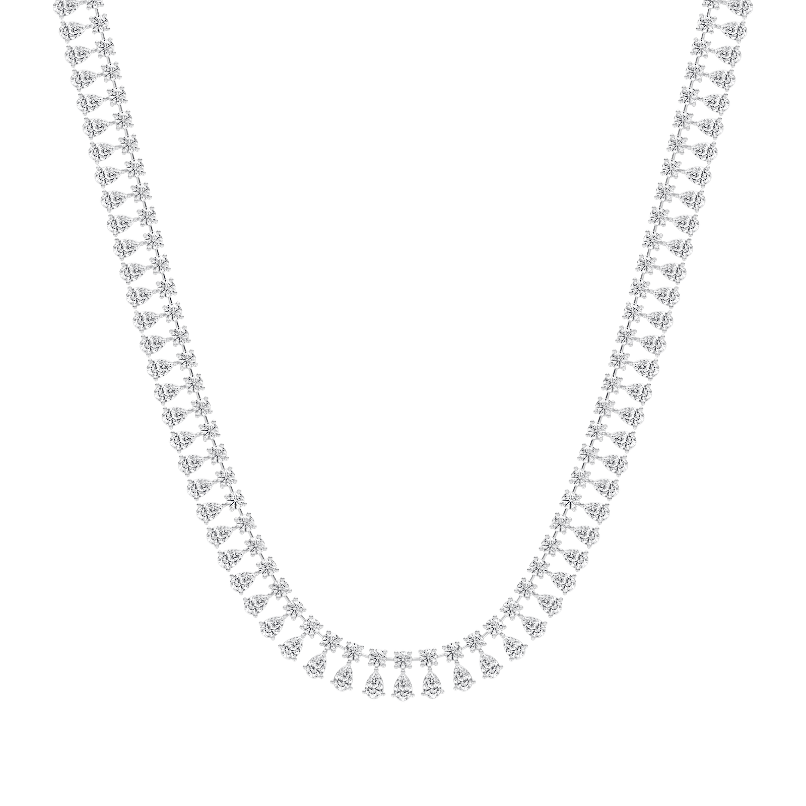 40 ctw Round and Pear Lab Grown Diamond Tennis Necklace - 18 Inches - Signature Collection