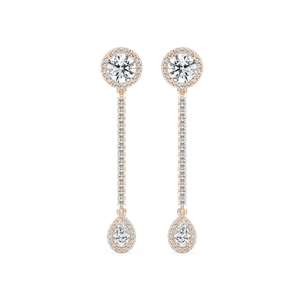 3 ⅓ ctw Round and Pear Lab Grown Diamond Halo Drop Earrings