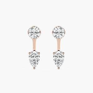 1 ctw Lab Grown Diamond Round Studs and Pear Earring Jacket Set