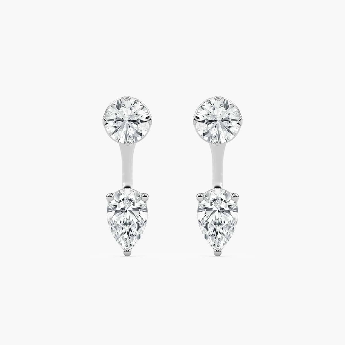 1 ctw Lab Grown Diamond Round Studs and Pear Earring Jacket Set
