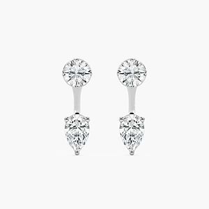 1 ctw Lab Grown Diamond Round Studs and Pear Earring Jacket Set