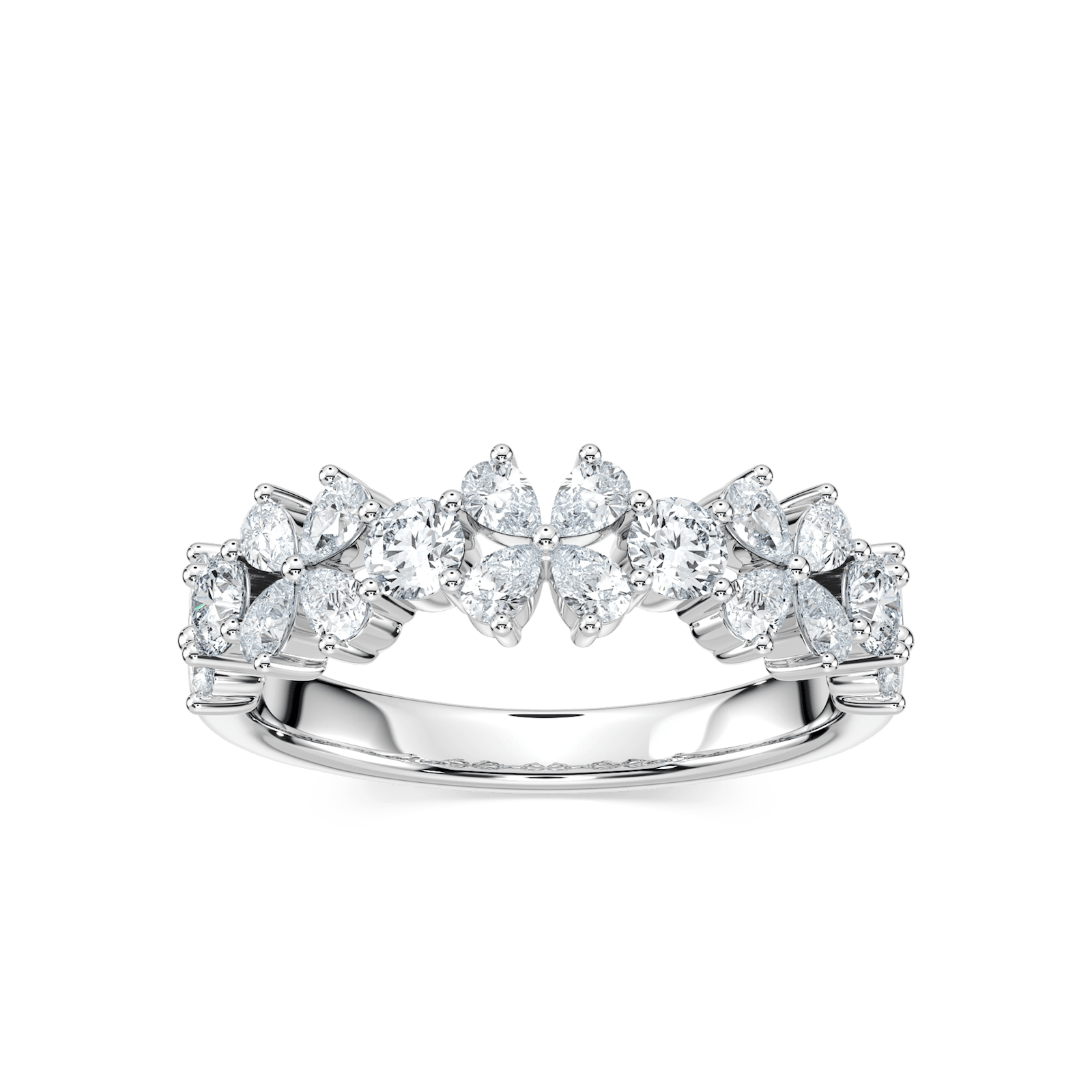 Adelina 1 ¼ ctw Pear and Round Lab Grown Diamond Floral Anniversary Band