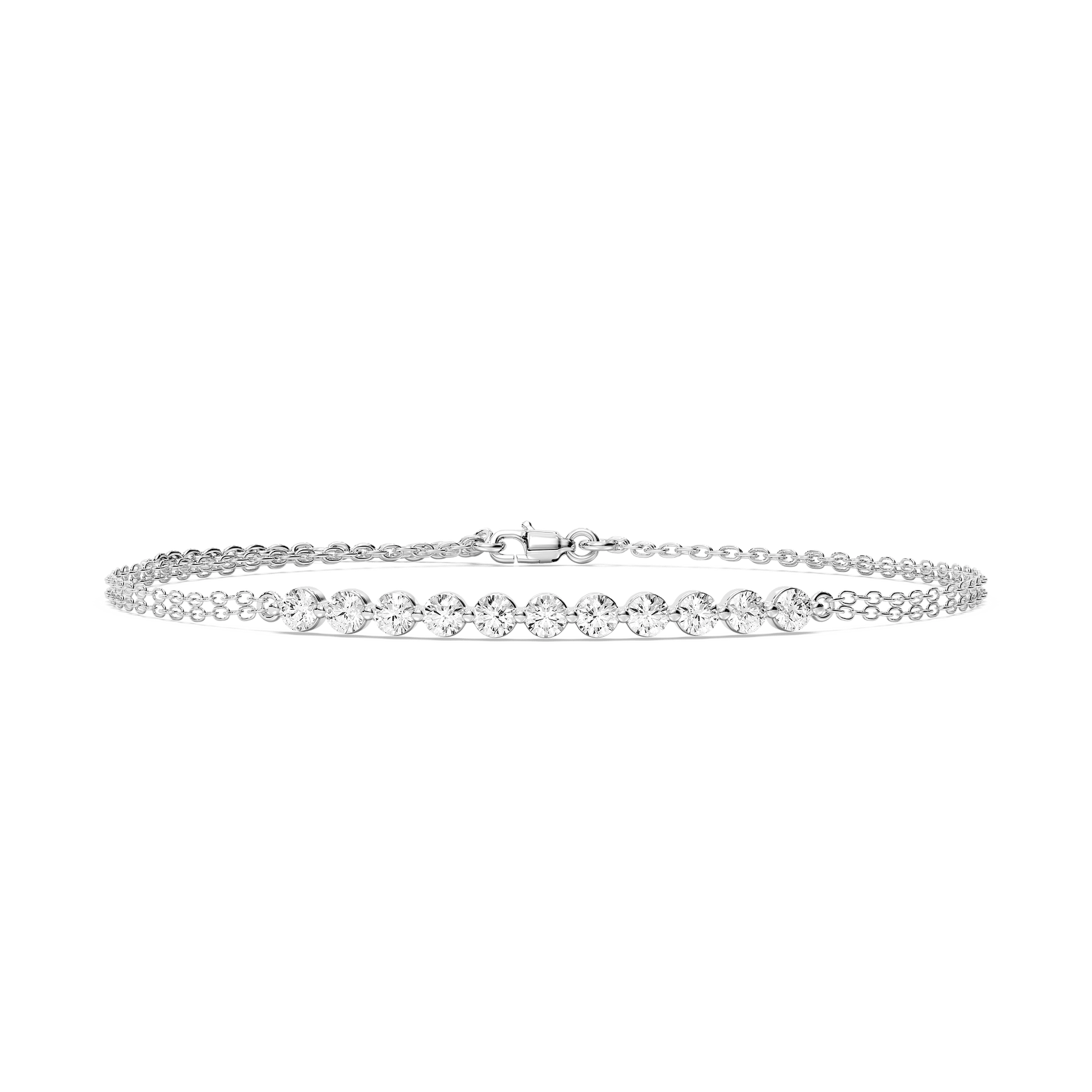 1 ctw Round Lab Grown Diamond Eleven Stone Chain Bracelet  - 7 Inches