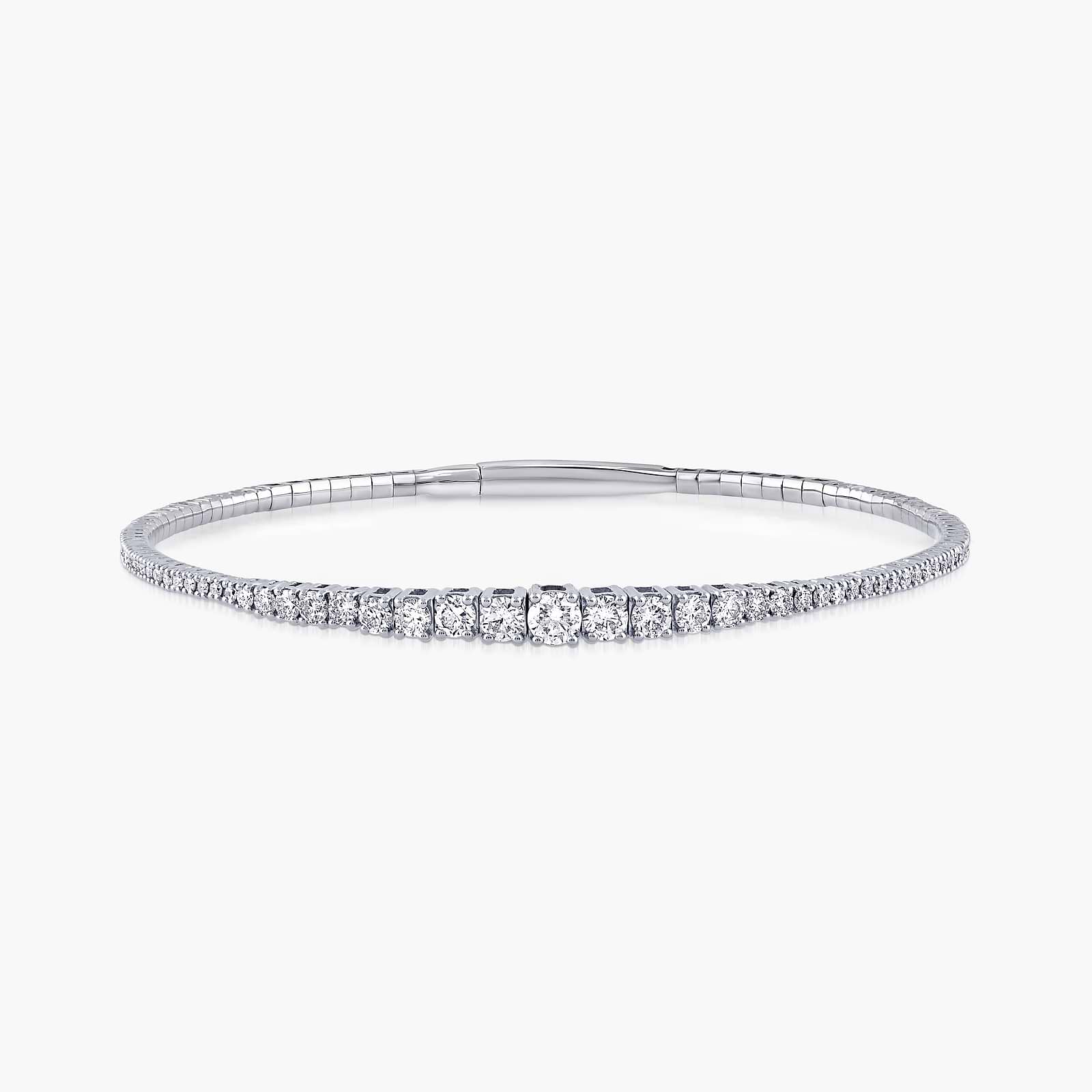 2 ctw Round Lab Grown Diamond Graduated Flexible Bangle Bracelet  - 7 Inches