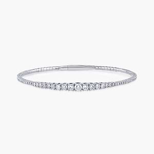 2 ctw Round Lab Grown Diamond Graduated Flexible Bangle Bracelet  - 7 Inches