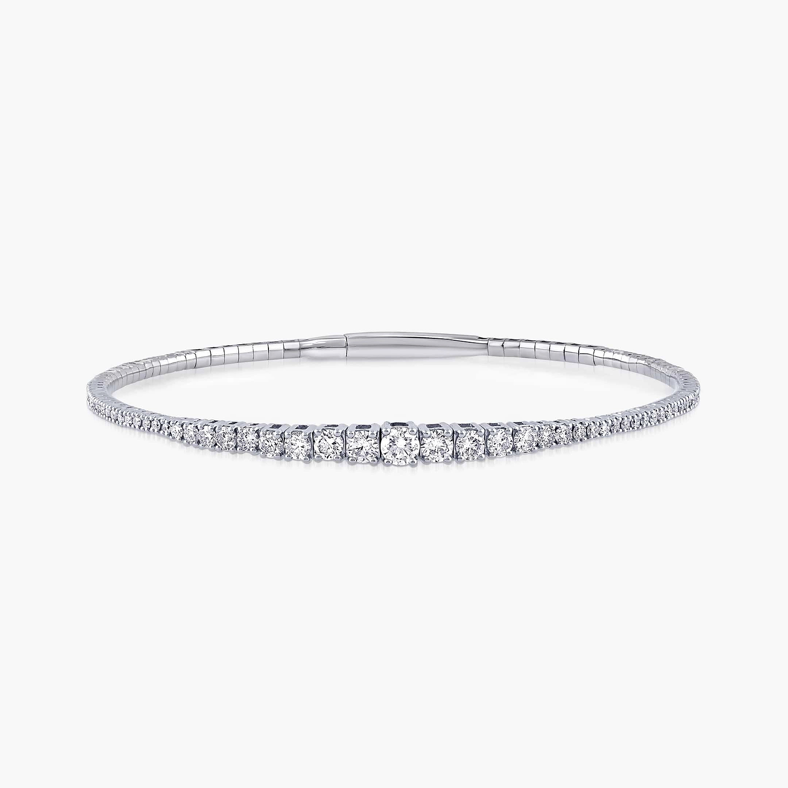 2 ctw Round Lab Grown Diamond Graduated Flexible Bangle Bracelet  - 7 Inches