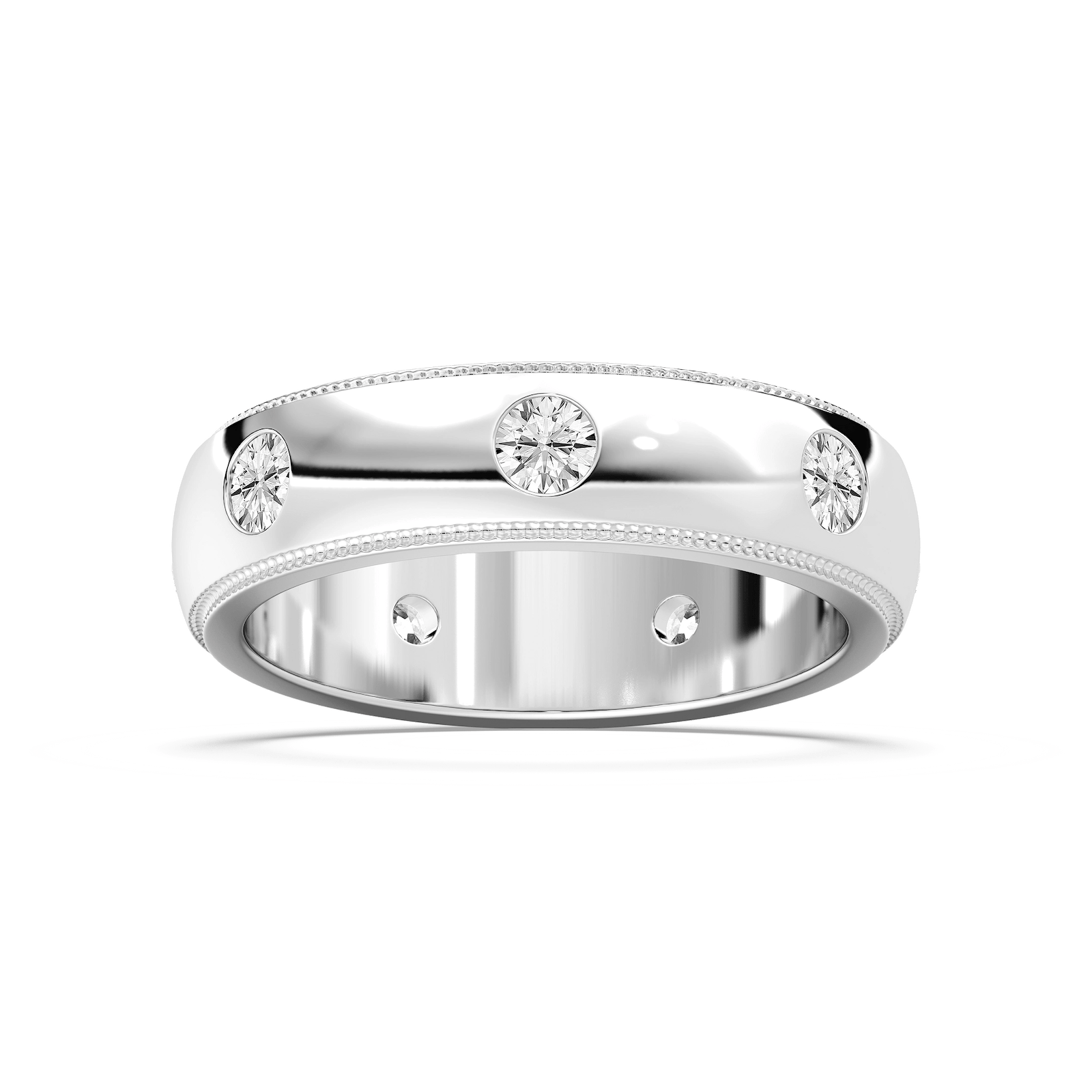 Riley 1 ⅙ ctw Round Lab Grown Diamond 6.20mm Burnished Milgrain Mens Wedding Band