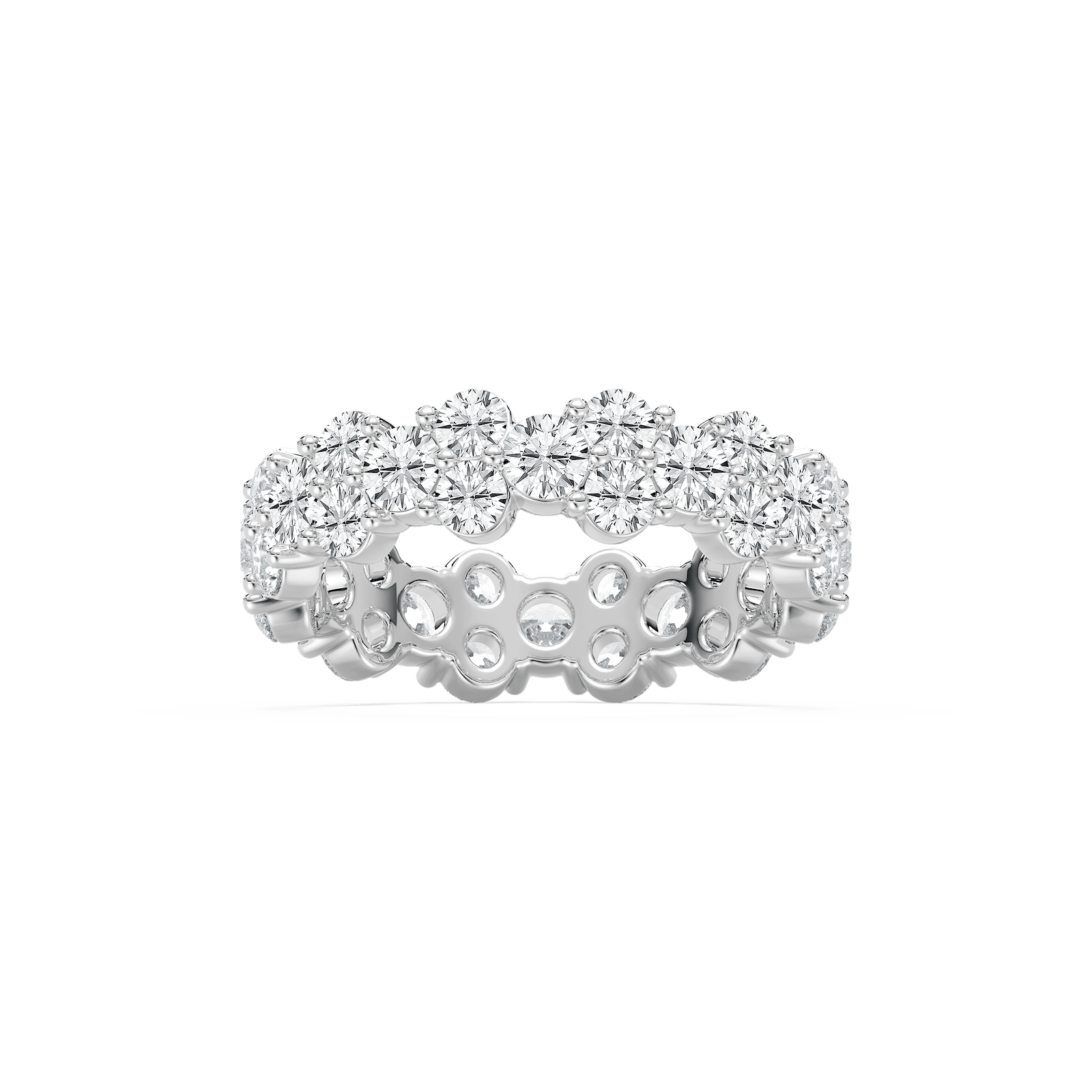 Round Floral Eternity Ring in Rose Gold
