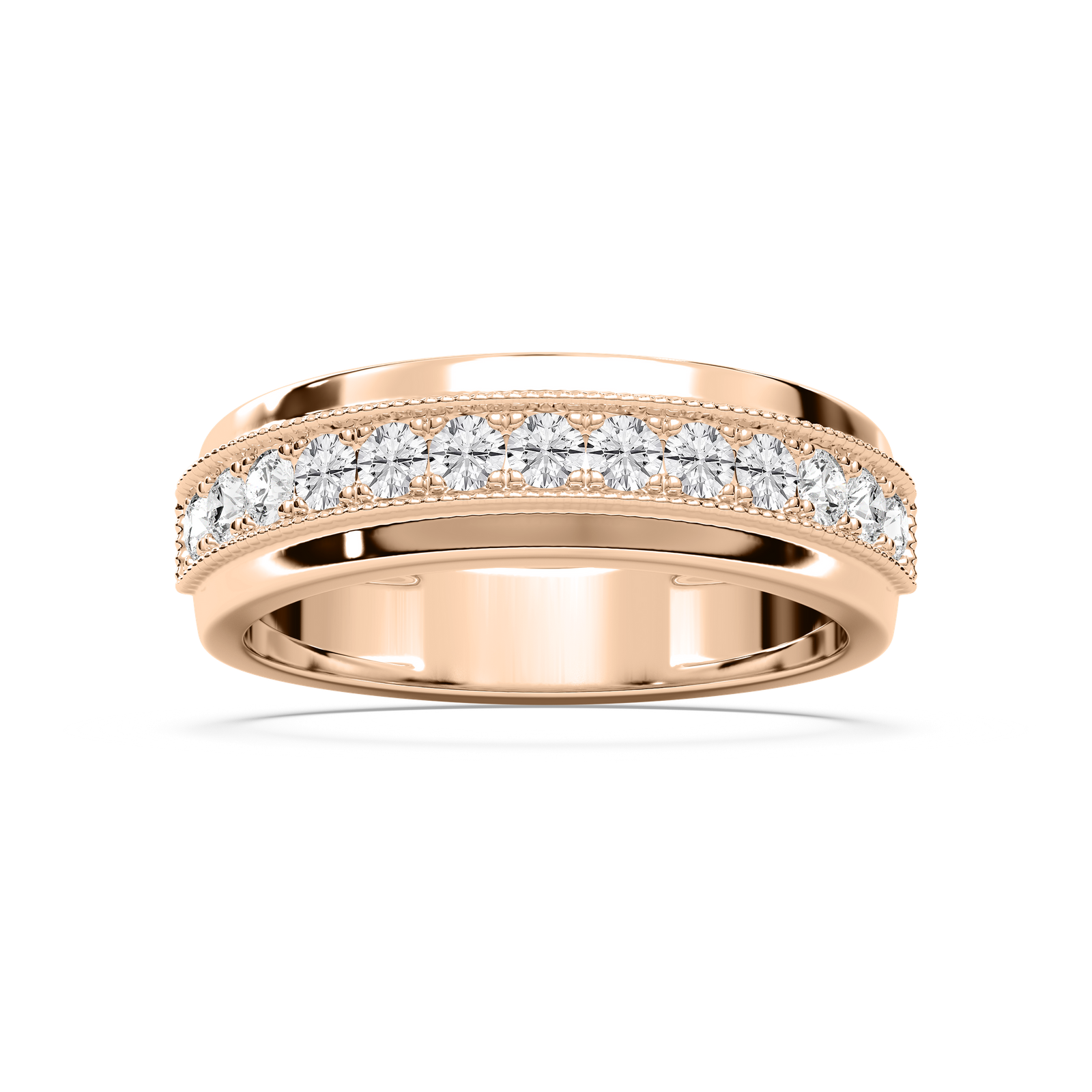 Andy 3/4 ctw Round Lab Grown Diamond 4.35mm Milgrain Channel Mens Wedding Band