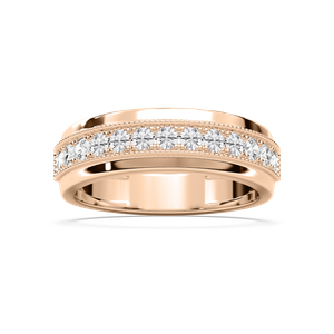 Andy 3/4 ctw Round Lab Grown Diamond 4.35mm Milgrain Channel Mens Wedding Band