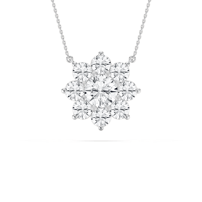 2 ctw Round Lab Grown Diamond Flower Pendant - 18 Inches