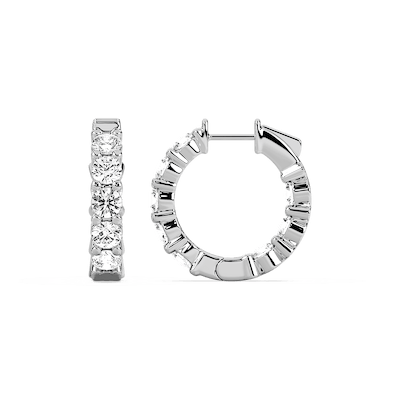 4 ctw Round Lab Grown Diamond Inside Out Huggie Hoop Earrings