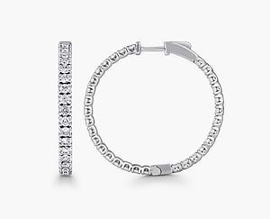 Round Lab Grown Diamond Inside-Out Four Prong Hoop Earrings