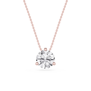 Round Lab Grown Diamond 3 Prong Solitaire Slider Pendant - 16 to 18 Inches